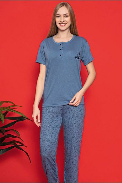 LİLA İÇ GİYİM SET PIJAMASĂ VISKOSE MÂNECĂ SCURTĂ