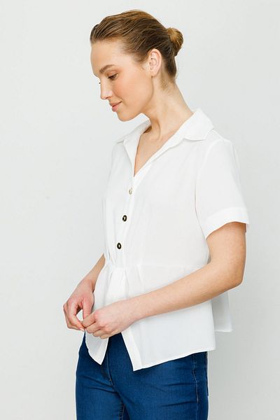 Ekol Ten Shirt Collar Buttoned Blouse