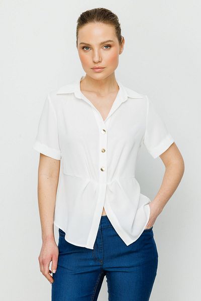 Ekol Ten Shirt Collar Buttoned Blouse