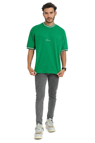 SELF CONTROL Καλοκαιρινό μπλουζάκι Unisex New Season Oversize Mold γιακά με λεπτομέρειες