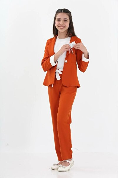 Your Consent Girl's Blazer Jacket-Blouse-Pants 3-Piece Combination Holiday Special Day Suit