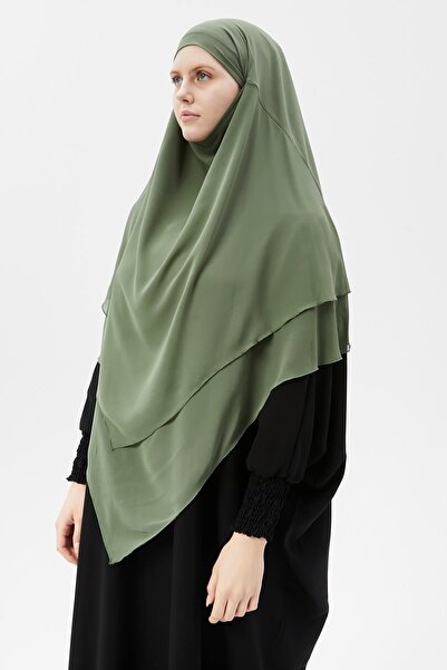 Altobeh Έτοιμο πρακτικό σιφόν τριπλής στρώσης με πέπλο Τρίγωνο Hajj Umrah Shawl Souffle Hijab Nikap Pistachio Green