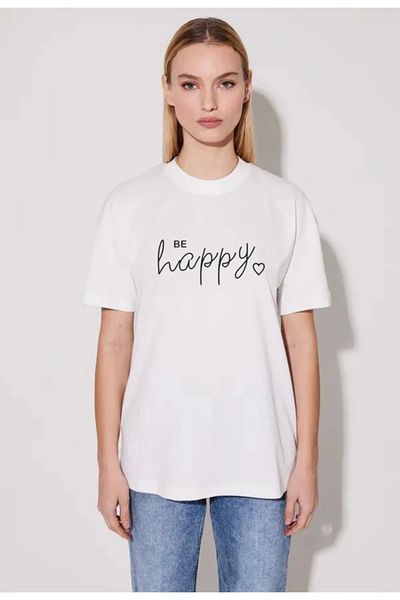 Pink Sky be happy Printed Oversize T-shirt Unisex