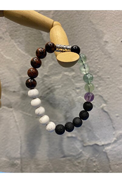 USE NATURA Peace Bracelet - ( Fluorite, Lava, Howlite and Agate )