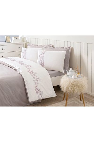 Özdilek Boutique Dowry Κεντητό Σετ Παπλωματοθήκη Akfil Διπλό Boutıque Reina Beige