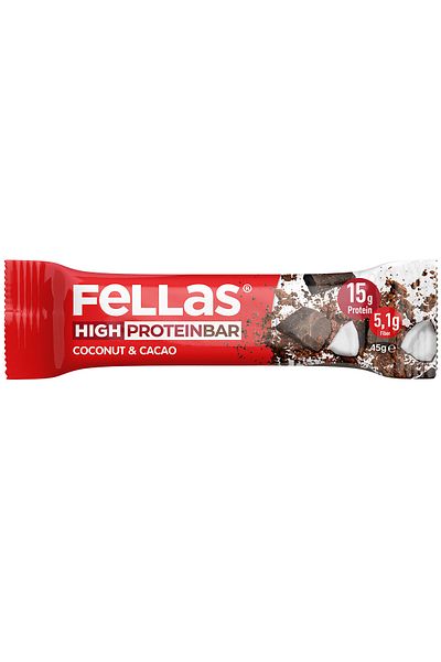 Fellas High Protein Bar 45 G Super Double Box 24 Pieces - Indian.Walnut X 12 Pcs + Peanut X 12 Pcs