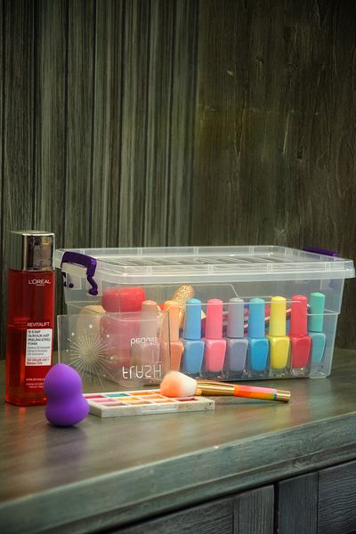 biedda Horizontal Storage and Supply Box with Lockable Lid Plastic 5.5 Liter with Lockable Lid