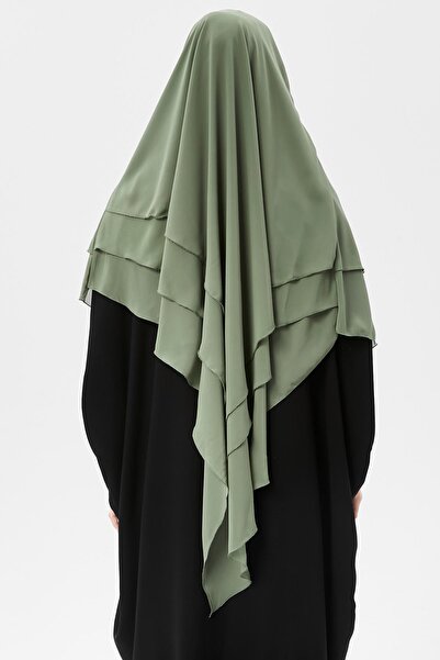 Altobeh Έτοιμο πρακτικό σιφόν τριπλής στρώσης με πέπλο Τρίγωνο Hajj Umrah Shawl Souffle Hijab Nikap Pistachio Green