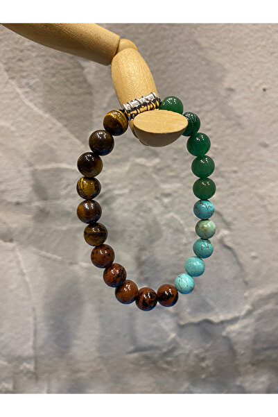 USE NATURA Natural Protective Bracelet - (Tiger Eye, Agate, Turquoise and Jade)