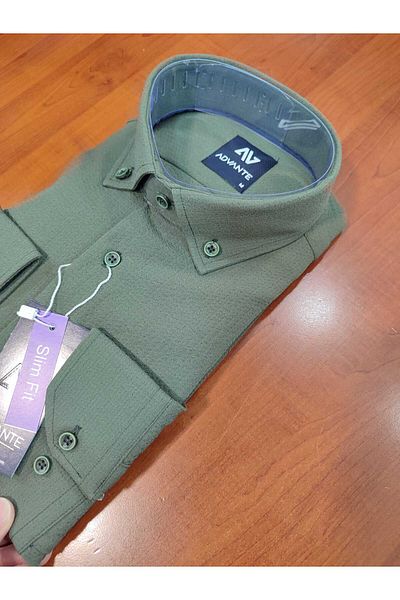 ADVANTE ΑΝΔΡΙΚΟ ΠΟΥΚΑΜΙΣΟ GÜNCÜOĞLU ΜΑΚΡΥΜΑΝΙΚΟ SLIM FIT GOFRE ΥΦΑΣΜΑ