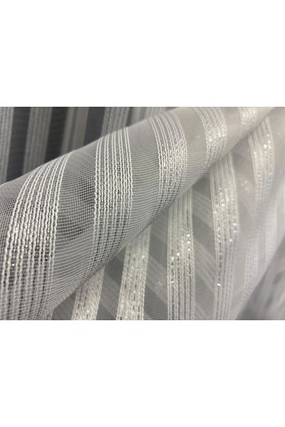 AKÇA TEKSTİL PASTA 250 MODEL SILVERY BROKEN WHITE COLOR READY STITCHED PLEATED TULLE CURTAIN 300*260