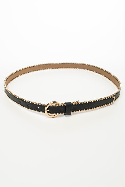 dericom KADIN ZİNCİR DETAYLI YUVARLAK TOKALI DAYANIKLI ŞIK SİYAH KADIN KEMER ...