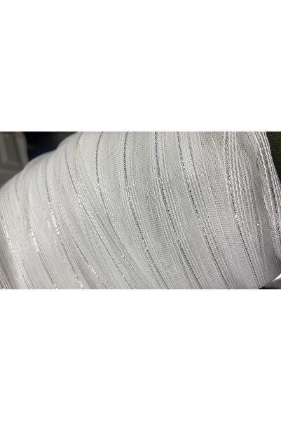 AKÇA TEKSTİL PASTA 350 MODEL SILVERY BROKEN WHITE COLOR READY STITCHED PLEATED TULLE CURTAIN 300*260