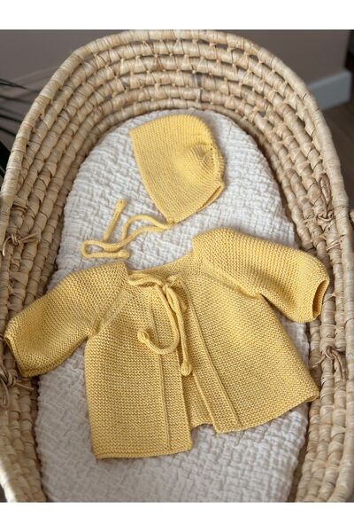 Florijee Triko Önden Bağlamalı Bebek Hırka Seti - El Örügüsü
