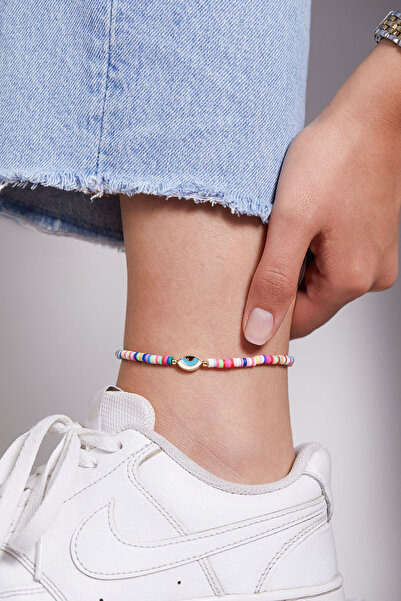 Elika Silver مجوهرات نسائية ملونة - خلخال بتفاصيل العين