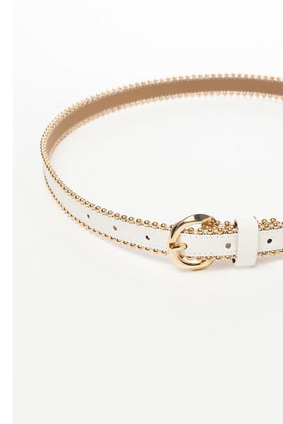 dericom White Stylish Women's Belt - Chain Detailed, Round Buckle, Durable