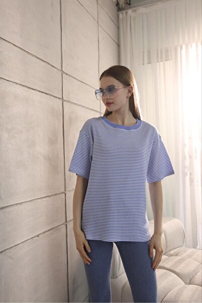 ALLEYTA Μπλουζάκι Unisex με ριγέ ριγέ με λαιμόκοψη