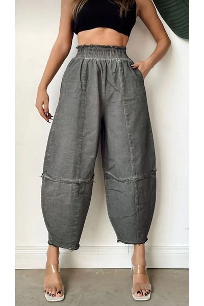 My Blog Anthracite Washed Baggy Trousers