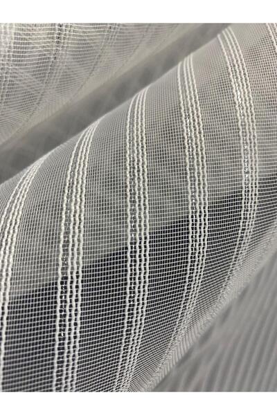 AKÇA TEKSTİL PASTA 350 MODEL SILVERY BROKEN WHITE COLOR READY STITCHED PLEATED TULLE CURTAIN 300*260