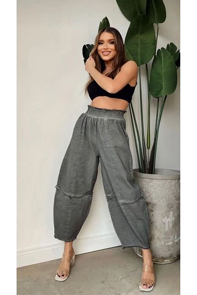 My Blog Anthracite Washed Baggy Trousers