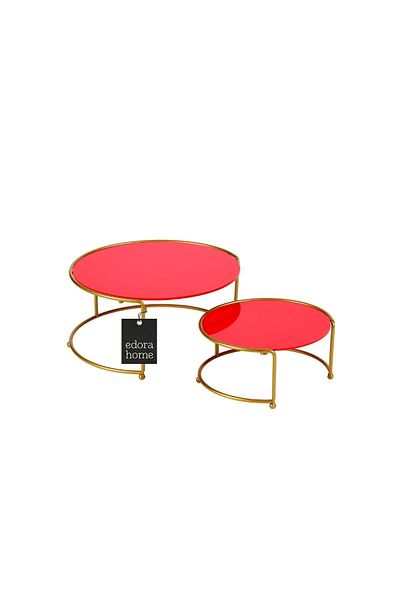 Edora Home Gold Double Small Size Metal Presentation Holder / Red Plexi Treat - Stainless