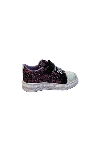KAFKASLAR AYAKKABI Pantofi sport pentru fete cu talpă groasă cu velcro de culoare argintie