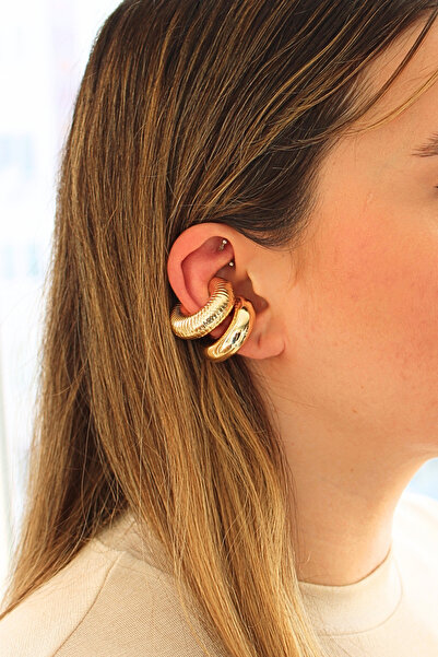 GOLD KIKIRDAK KÜPE EARCUFF SET