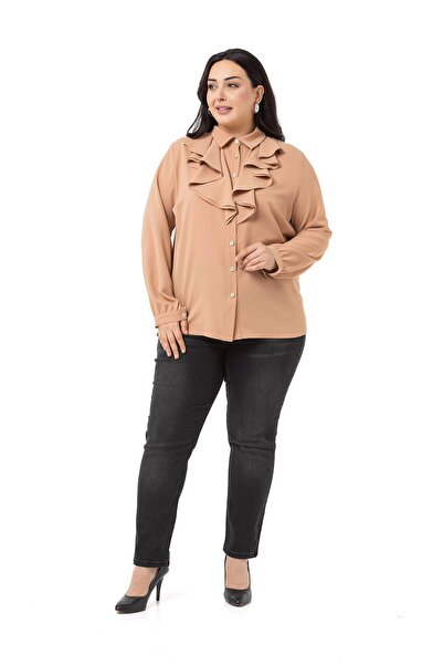 DISENTIS MODEST Риза от норка с двоен волан с голяма яка