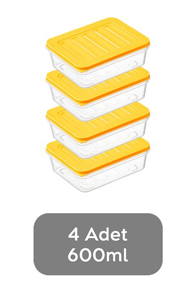 Meleni Home 4-Piece Yellow Refrigerator Organizer - Suitable for Microwave and Freezer, 600 ml Capacity