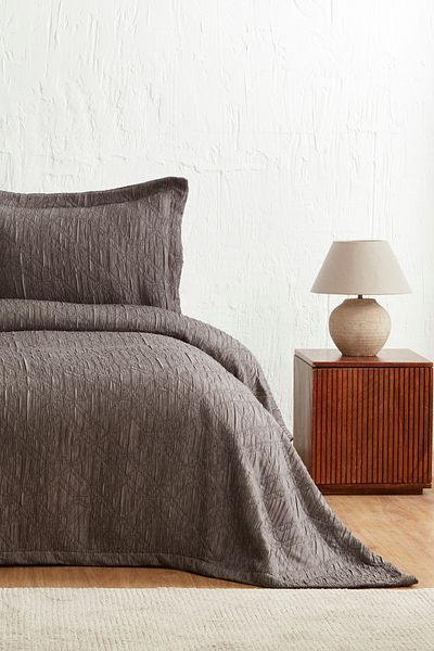 Karaca Home Anthracite Double Bedspread Set -Angle