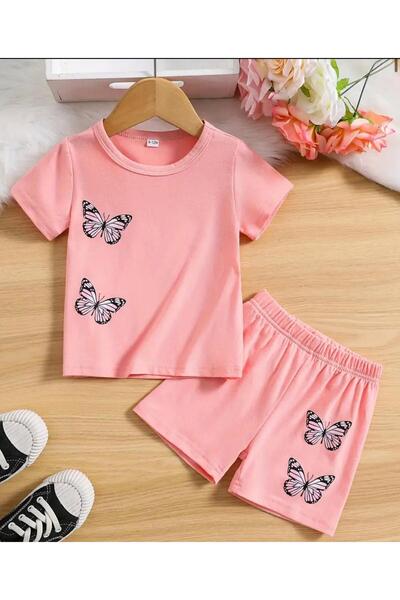LOUİSA Комплект рожевих футболок для дівчаток з 2 частин з метеликами