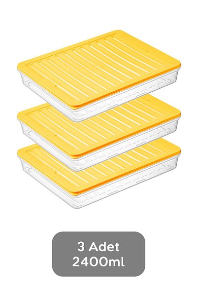Meleni Home 3-Piece Microwave and Diffuser Refrigerator Organizer - Yellow 3 X 2400ml