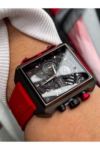 Ferrucci 3 atm waterproof Steel Case Silicone Cord Men's Wrist Watch with Bracelet gift