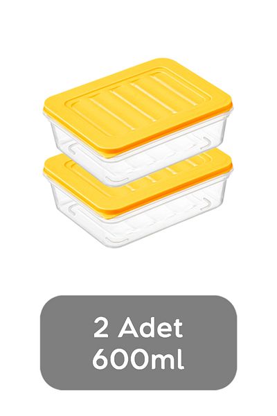 Meleni Home Set of 2 Microwave Compatible Food Storage Set - Yellow, 600 ml