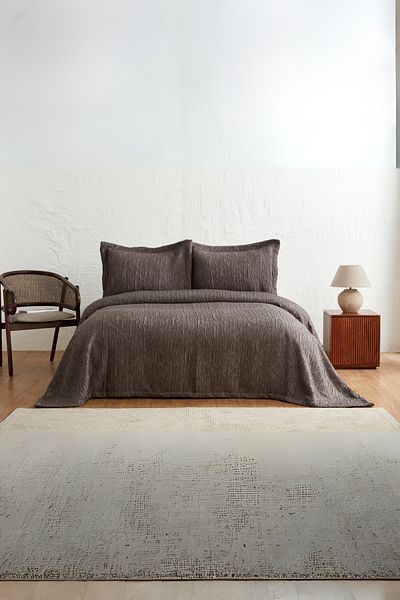 Karaca Home Anthracite Double Bedspread Set -Angle