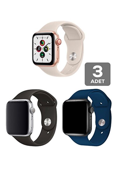 mimtec ساعة أبل 4-10 Se 38-41 ملم - طقم 3 قطع بحزام وسوار من السيليكون الكلاسيكي