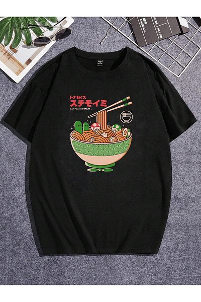 Jose Clothing Μαύρο εμπριμέ από οργανικό βαμβάκι Unisex Oversize T-shirt - Κοντό μανίκι