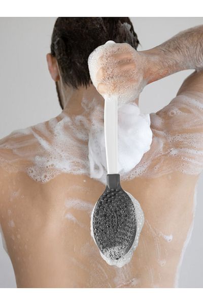 Orvila Silicone Double-Sided Shower and Massage Brush - Body Cleansing Brush with Handle
