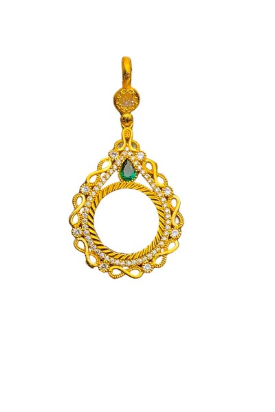 BEYZA DERELİ TAKI AKSESUAR 22 Ayar Fiziki Altın Kaplama Zirkon Ve Zümrüt Taşl...