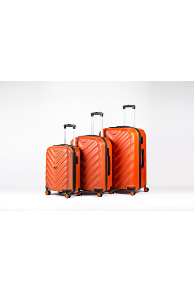 LIGHTINGHM Abs Plastik 4 Tekerlekli Yerli Üretim Fermuarlı 3 Lü Valiz Seti Se...