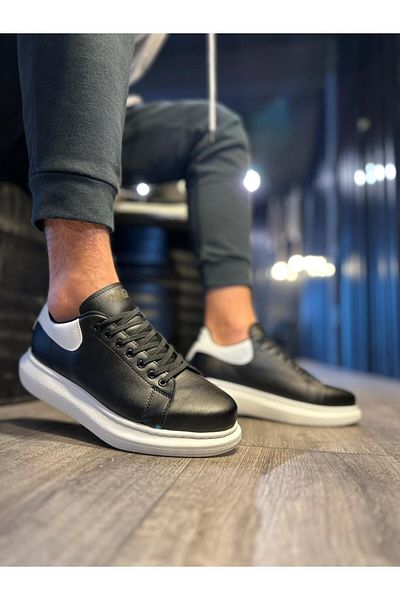 BZ Moda B043 BT Lace-Up Ορθοπεδική Σόλα Suede Ανδρικά Αθλητικά Παπούτσια Μαύρα/Λευκά