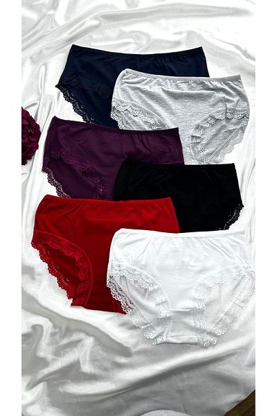 Clara Butik Chiloți moale din dantelă pentru femei, pachet de 6 bikini din lycra din țesătură de bumbac