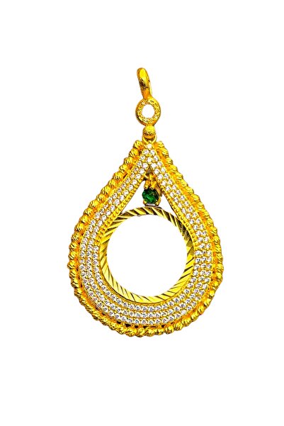 BEYZA DERELİ TAKI AKSESUAR 22 Ayar Fiziki Altın Kaplama Zirkon Ve Zümrüt Taşl...