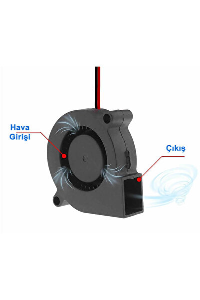ROBİZ 5015 12V DC Salyangoz Fan 2 Pin 3D Yazıcı Soğutma Fanı Santirfüj Havalandırma Klima Türbin Kuluçka