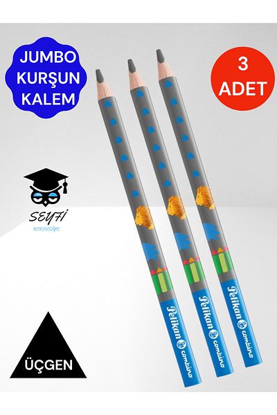 SEYFİKİRTASİYE Pelikan JumBo 3 Pieces ComBino - Animal Pattern, B Degree Pencil