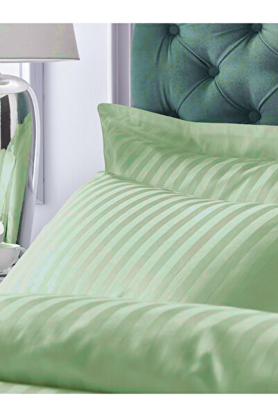 CAQQA Σετ Παπλωματοθήκη Premium Ασημί Πράσινη Μονή Σατέν