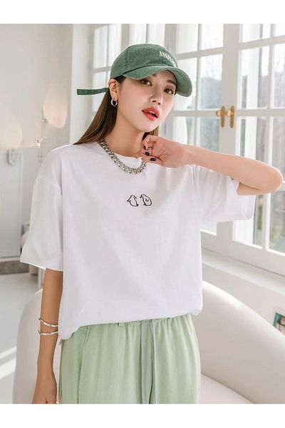 Jose Clothing Μπλουζάκι με λευκή στάμπα Unisex από οργανικό βαμβάκι Oversize - Κοντό μανίκι