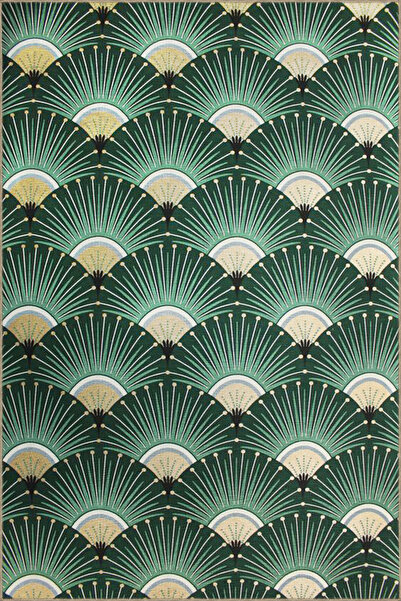 Rugs Modern Halı Covor țesut cu model de discuri în culoarea verde 4030