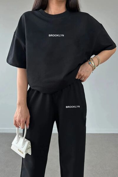 LAND MODA Set de hanorace și pantaloni de trening pentru femei cu imprimeu Br...