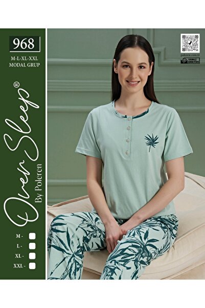 Over Sleep by Poleren Costum de pijama din poliester cu mâneci scurte OVER SLEEP